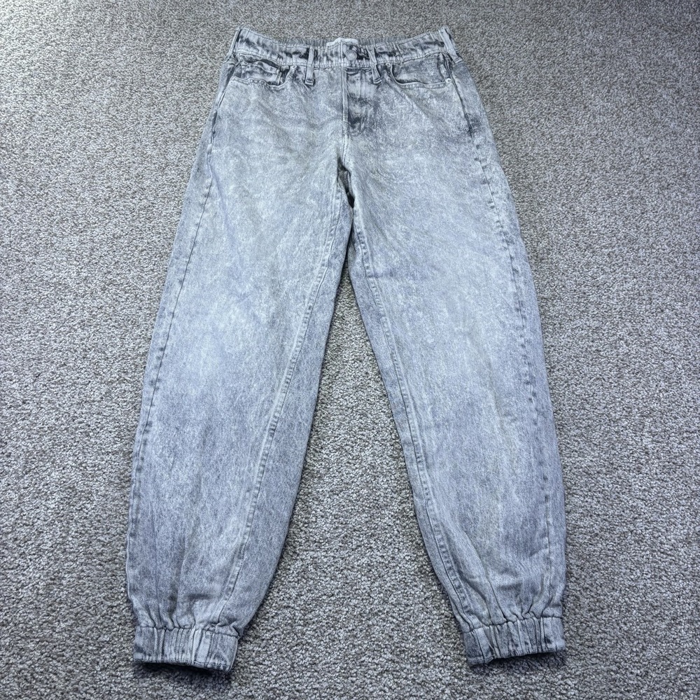 Rag & Bone Tapered Jeans Womens S Gray Acid Wash Elastic Waist Cuffed Denim